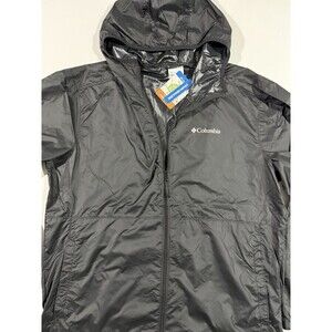 Columbia Omni-Shield Men's Black Windbreaker Jacket L Zip Hooded Zipped Pockets